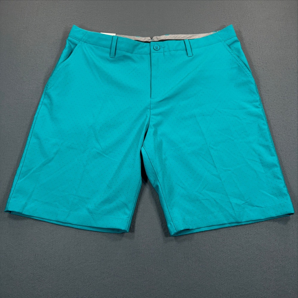 AdiPure by Adidas Mens Golf Shorts Teal Blue Textured Stretch Size 38 NEW